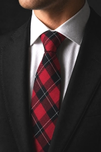 Krawat Męski Elegancki Modny Śledź Wąski Czerwony w Kratę G780
