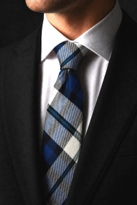 Krawat Męski Elegancki Modny Śledź Wąski Granatowy w Kratę G776