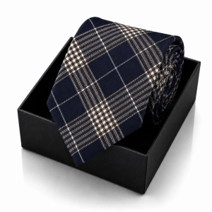 Krawat Męski Elegancki Modny Śledź Wąski Granatowy w Kratę G774