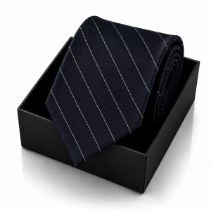 Krawat Męski Elegancki Modny Śledź Wąski Czarny w Paski G766