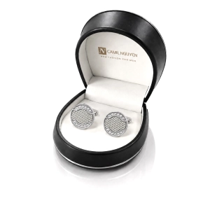 Spinki do Mankietów Koszuli Męskie Eleganckie Srebrne w Pudełku S036