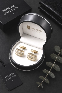 Spinki do Mankietów Koszuli Męskie Eleganckie Srebrne w Pudełku S040