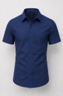 Koszula Męska Elegancka Gładka Granatowa Slim Fit Laviino