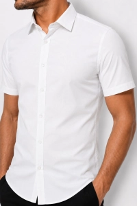 Koszula Męska Elegancka Gładka Biała Slim Fit Laviino R568