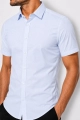 Koszula Męska Elegancka Gładka Błękitna Slim Fit Laviino