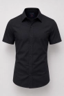 Koszula Męska Elegancka Gładka Czarna Slim Fit Laviino
