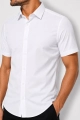 Koszula Męska Elegancka Gładka Biała Slim Fit Laviino