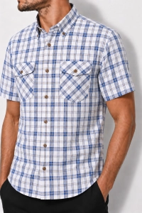 Koszula Męska Casual Niebieska w Kratę Regular Formax R476
