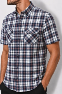 Koszula Męska Casual Granatowa w Kratę Regular Formax R477