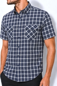 Koszula Męska Casual Granatowa w Kratę Regular Formax R478