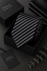 Krawat Męski Elegancki Modny Klasyczny Szeroki Czarny w Paski