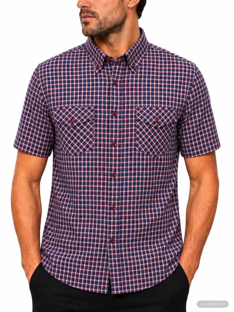Koszula Męska Casual Granatowa w Kratę Regular Formax