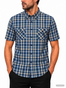 Koszula Męska Casual Granatowa w Kratę Regular Formax R482
