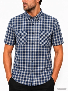 Koszula Męska Casual Granatowa w Kratę Regular Formax R486