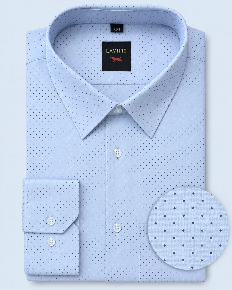 Koszula Męska Elegancka Niebieska w Kropki Duże rozmiary Laviino
