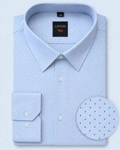 Koszula Męska Elegancka Niebieska w Kropki Duże rozmiary Laviino L208