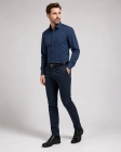 Koszula Męska Elegancka Granatowa we Wzorki Duże rozmiary Laviino