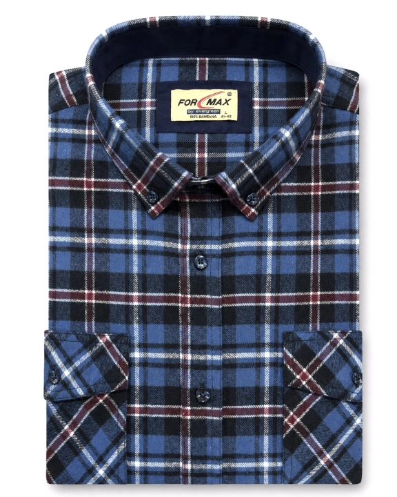 Koszula Męska Flanelowa Casual granatowa w kratę REGULAR Formax