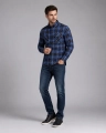 Koszula Męska Flanelowa Casual granatowa w kratę REGULAR Formax