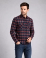 Koszula Męska Flanelowa Casual granatowa w kratę REGULAR Formax