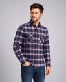 Koszula Męska Flanelowa Casual granatowa w kratę REGULAR Formax