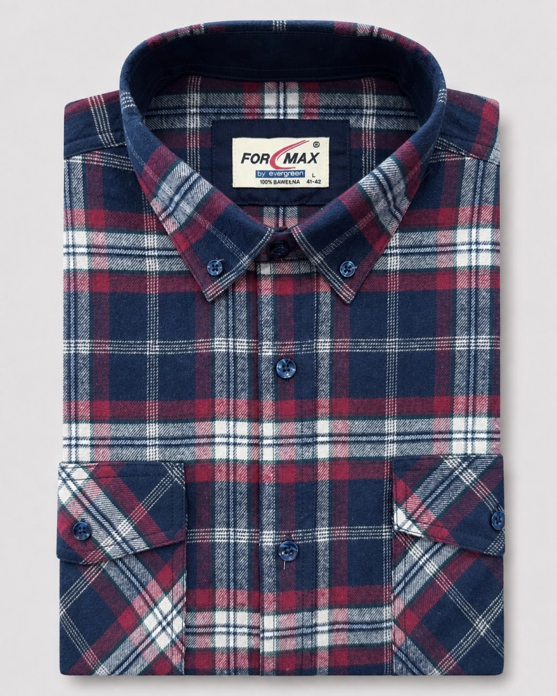 Koszula Męska Flanelowa Casual granatowa w kratę REGULAR Formax