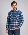 Koszula Męska Flanelowa Casual Turkusowa w Kratę REGULAR Formax