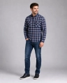 Koszula Męska Flanelowa Casual Granatowa w Kratę REGULAR Formax