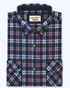 Koszula Męska Flanelowa Casual Granatowa w Kratę REGULAR Formax L239