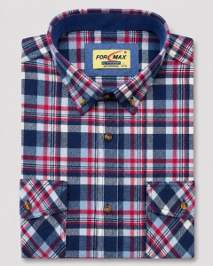 Koszula Męska Flanelowa Casual Granatowa w Kratę REGULAR Formax L240