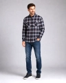 Koszula Męska Flanelowa Casual Granatowa w Kratę REGULAR Formax