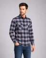 Koszula Męska Flanelowa Casual Granatowa w Kratę REGULAR Formax