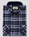 Koszula Męska Flanelowa Casual Granatowa w Kratę REGULAR Formax