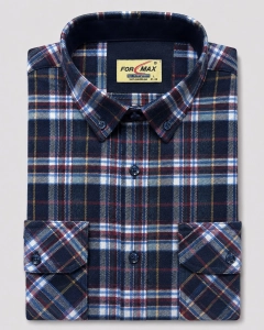 Koszula Męska Flanelowa Casual Granatowa w Kratę REGULAR Formax L241