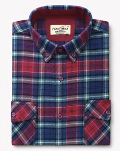 Koszula Męska Flanelowa Casual Bordowa w Kratę REGULAR Formax L242