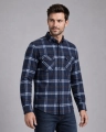 Koszula Męska Flanelowa Casual Granatowa w Kratę REGULAR Formax