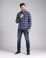 Koszula Męska Flanelowa Casual Granatowa w Kratę REGULAR Formax