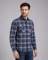 Koszula Męska Flanelowa Casual Granatowa w Kratę REGULAR Formax