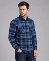 Koszula Męska Flanelowa Casual Granatowa w Kratę REGULAR Formax