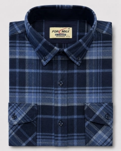 Koszula Męska Flanelowa Casual Granatowa w Kratę REGULAR Formax L245