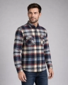 Koszula Męska Flanelowa Casual Granatowa w Kratę REGULAR Formax