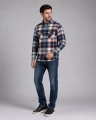 Koszula Męska Flanelowa Casual Granatowa w Kratę REGULAR Formax