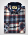 Koszula Męska Flanelowa Casual Granatowa w Kratę REGULAR Formax