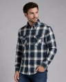 Koszula Męska Flanelowa Casual Granatowa w Kratę REGULAR Formax