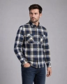 Koszula Męska Flanelowa Casual Granatowa w Kratę REGULAR Formax