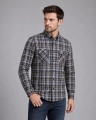 Koszula Męska Flanelowa Casual Granatowa w Kratę REGULAR Formax