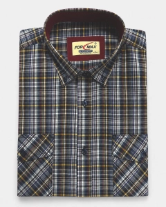 Koszula Męska Casual Granatowa w Kratę Regular Formax L249