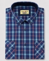 Koszula Męska Casual Niebieska w Kratę Regular Formax