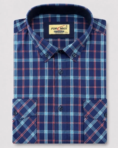 Koszula Męska Casual Niebieska w Kratę Regular Formax L250
