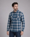 Koszula Męska Casual Turkusowa w Kratę Regular Formax